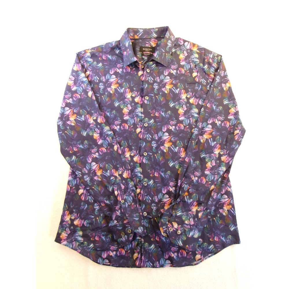 Bugatchi Mens Midnight Abstract Floral Button Down Shirt Shaped Fit AS3117L3S L